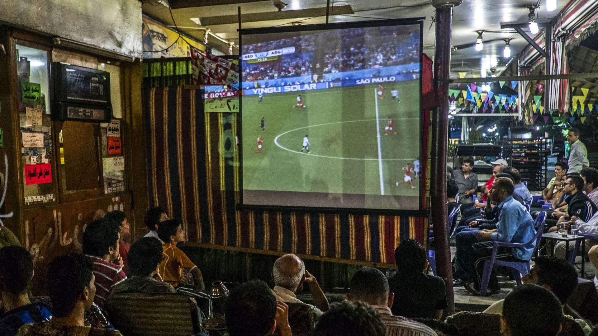 Football on TV Fans watching