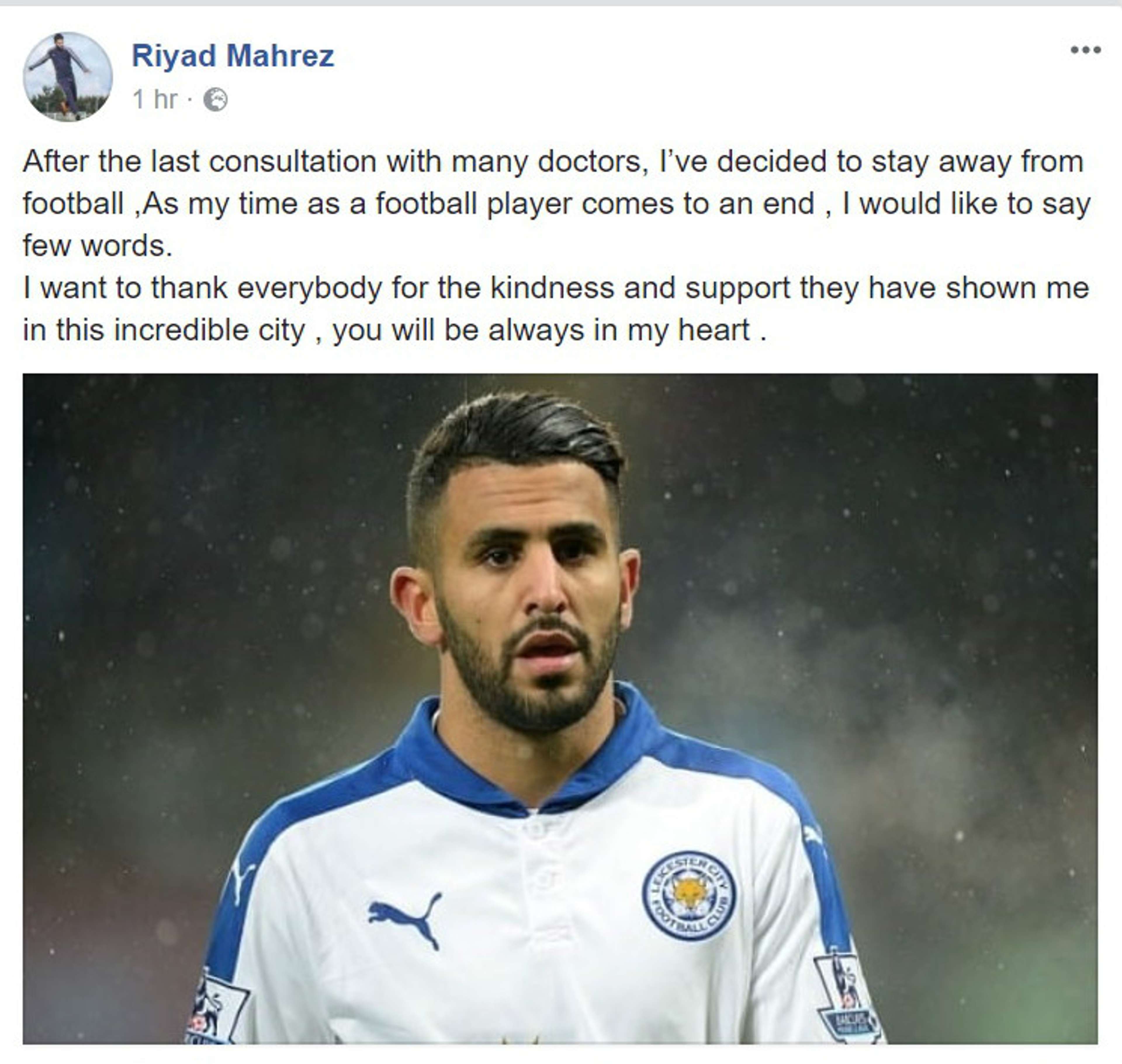 Riyad Mahrez Leicester City Retirement