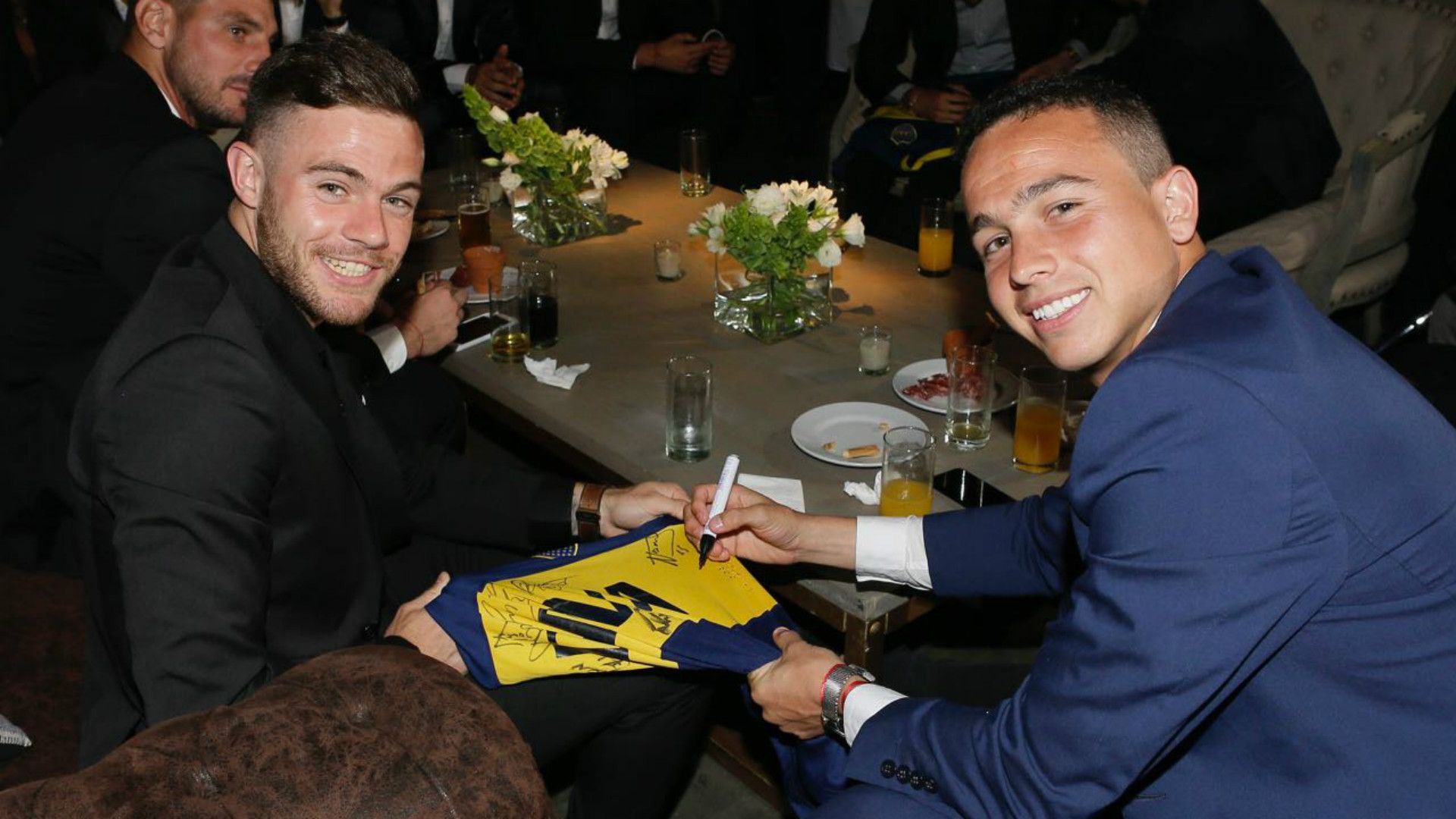 Leonardo Jara Nahitan Nandez Boca VI Cena Solidaria 2017