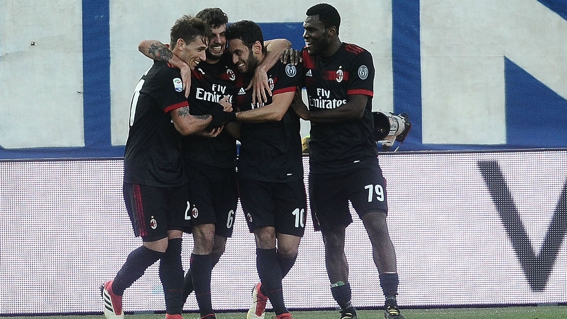 Milan celebrating SPAL Milan Serie A