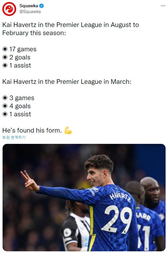 하베르츠, 3월 PL 3경기 4골 1도움