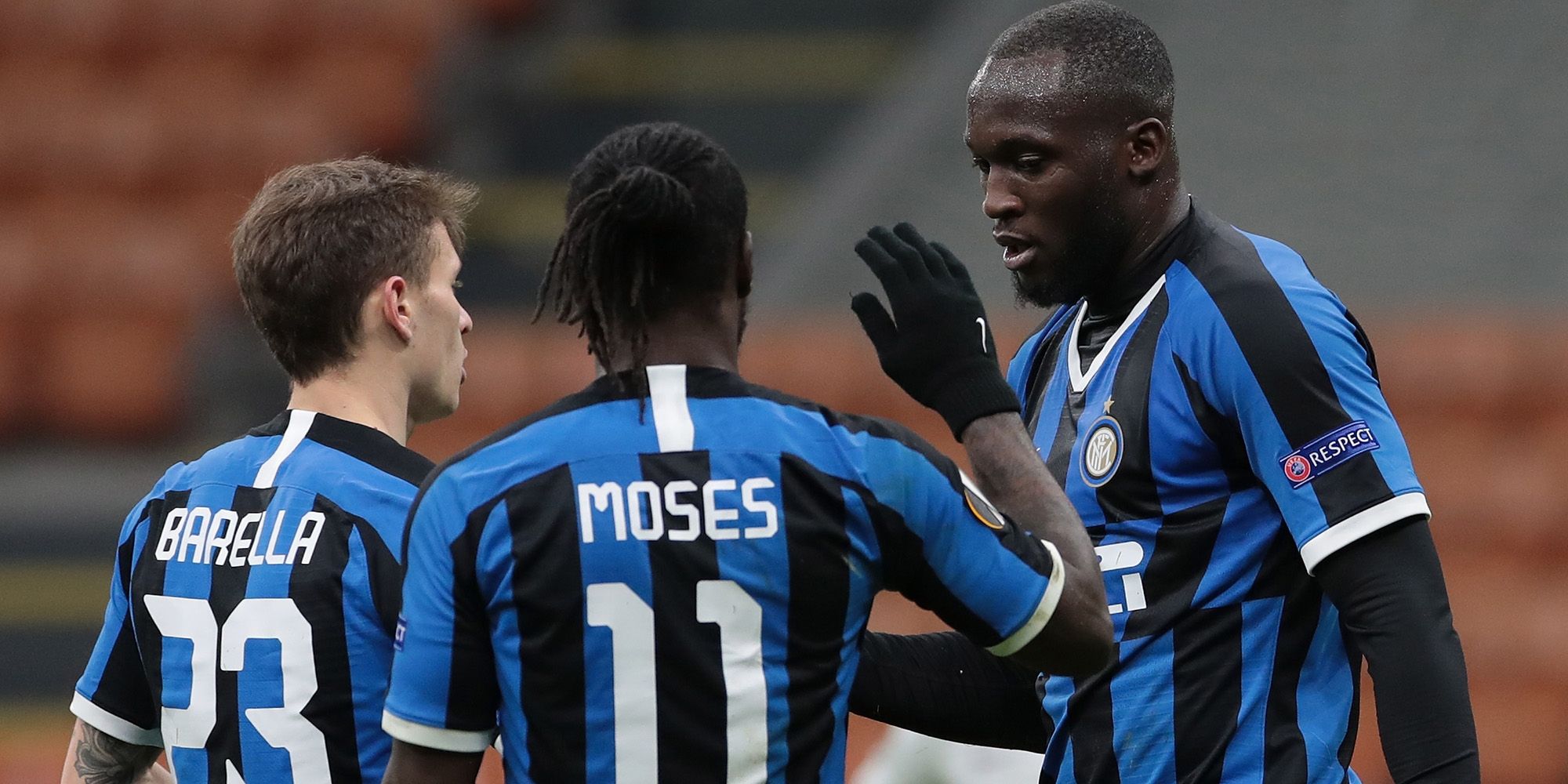Nicolò Barella Victor Moses Romelu Lukaku Inter