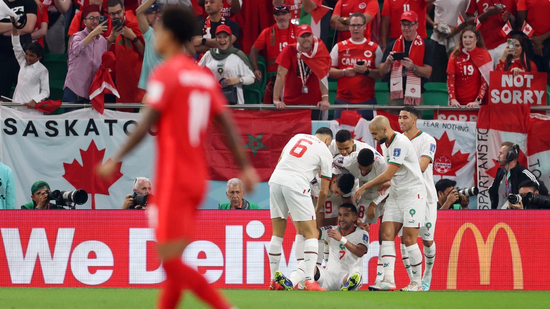 Morocco Canada celebrate World CUp 2022