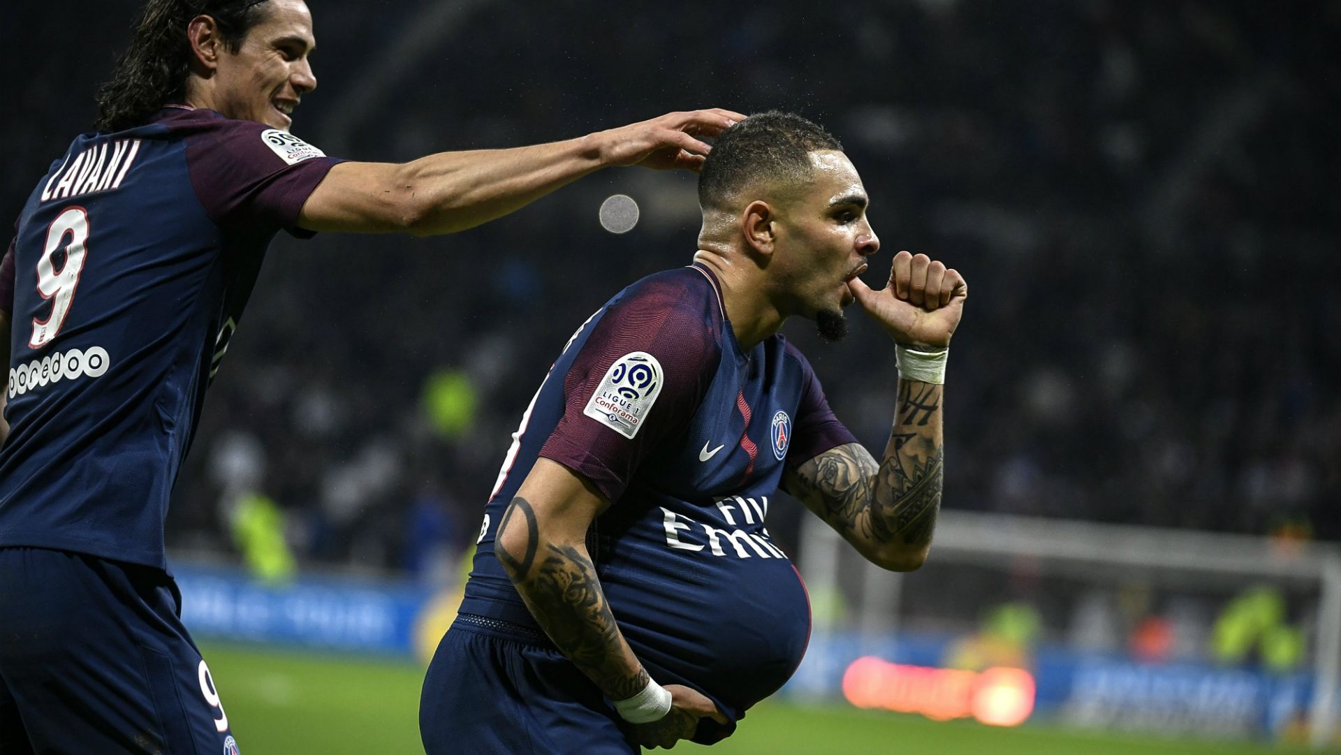 Layvin Kurzawa Edinson Cavani PSG Lyon