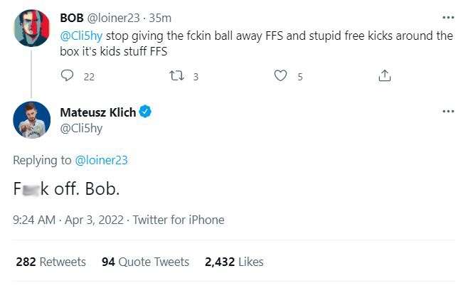Embed Only: Klich tells fan to fuck off