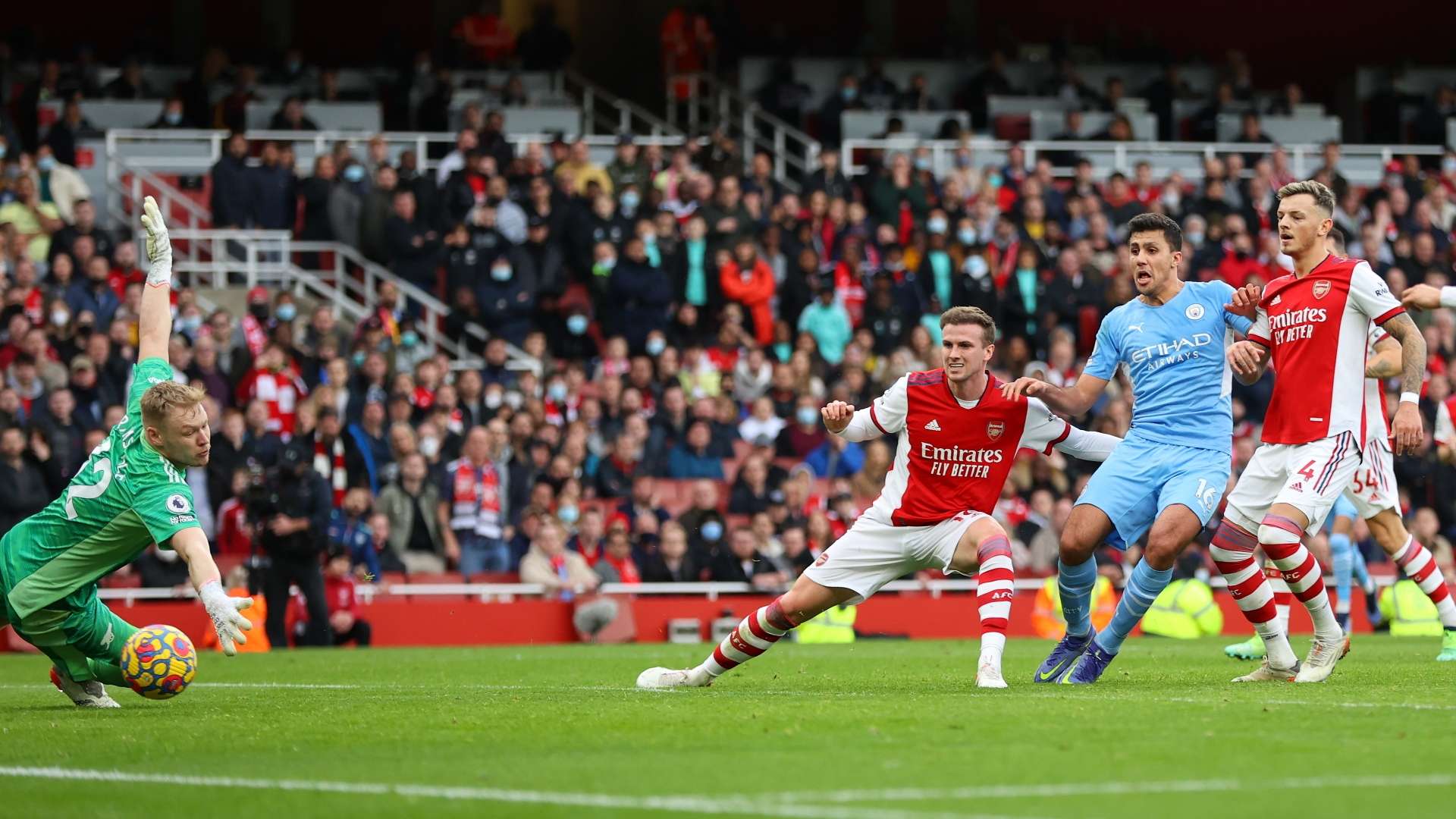 Rodri goal, Arsenal vs Man City 2021-22
