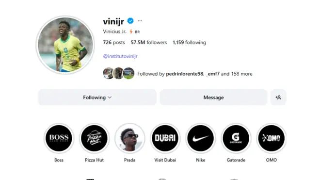 vinicius junior Instagram