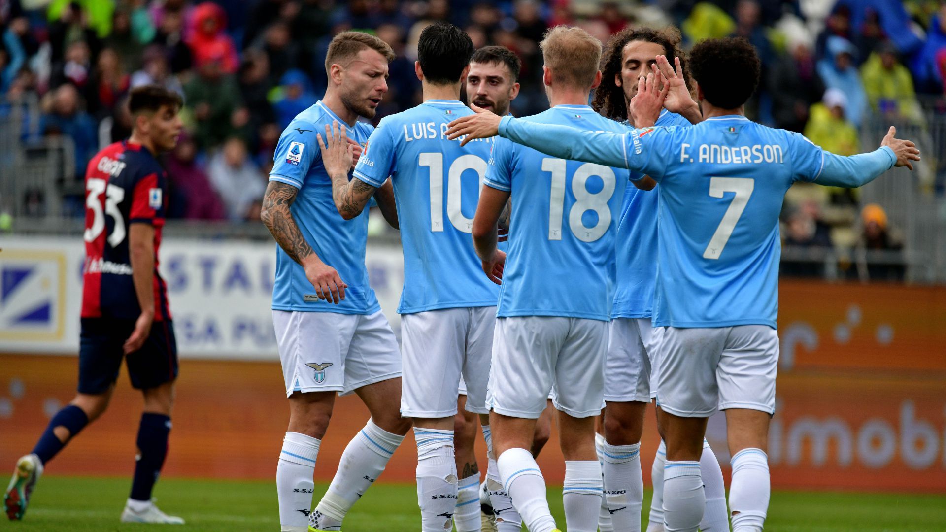 Lazio players celebrating Lazio Cagliari Serie A