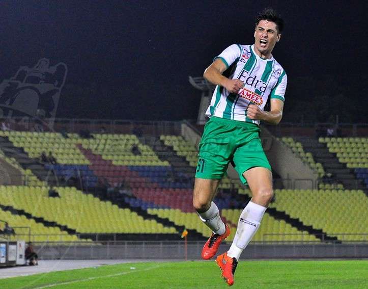 Melaka United's Yashir Pinto celebrating his goal against DRB-Hicom 22/7/2016