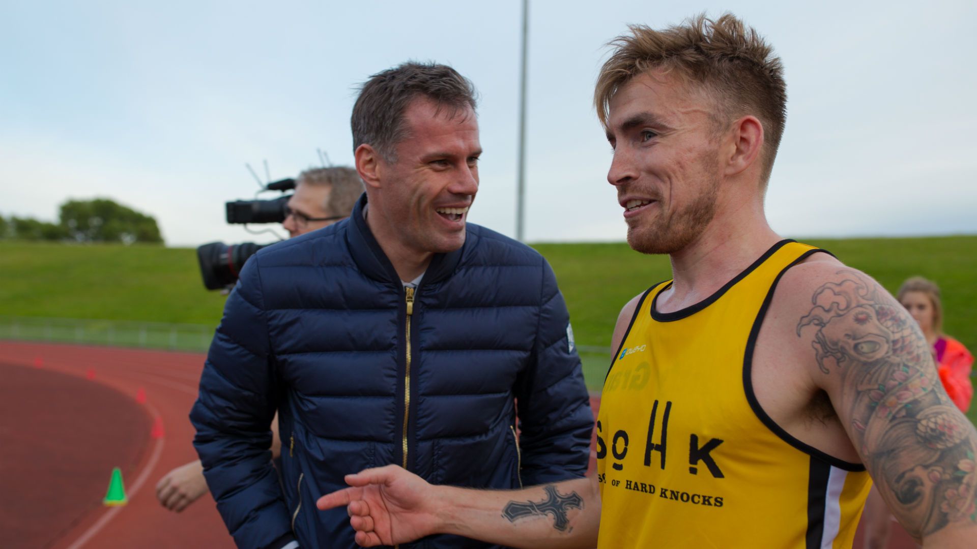 Andy Grant with Jamie Carragher