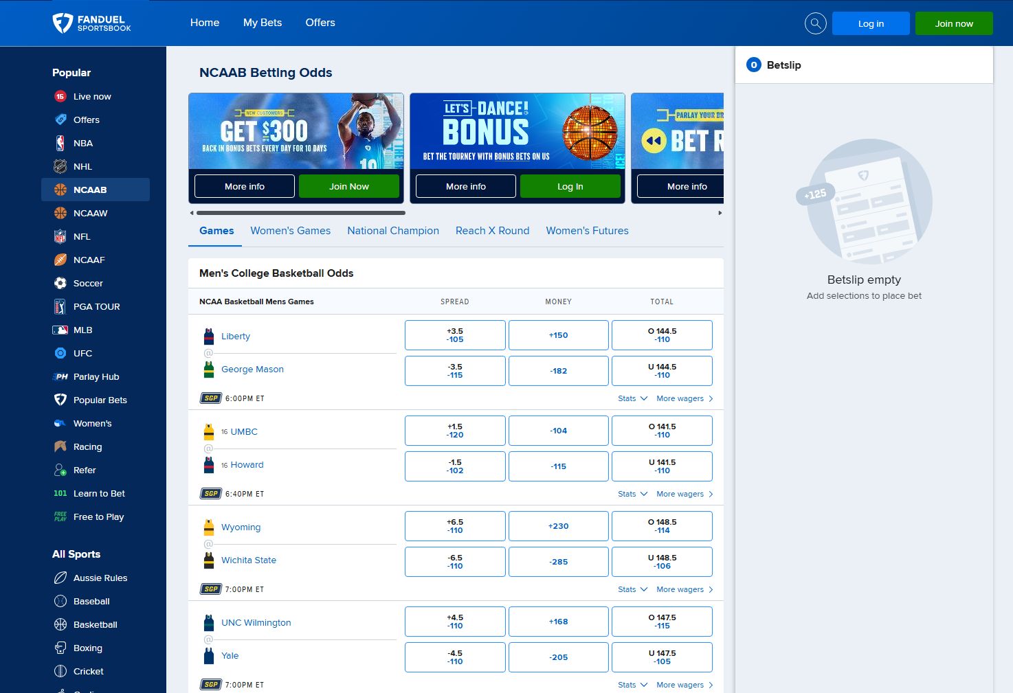 fanduel march madness betting