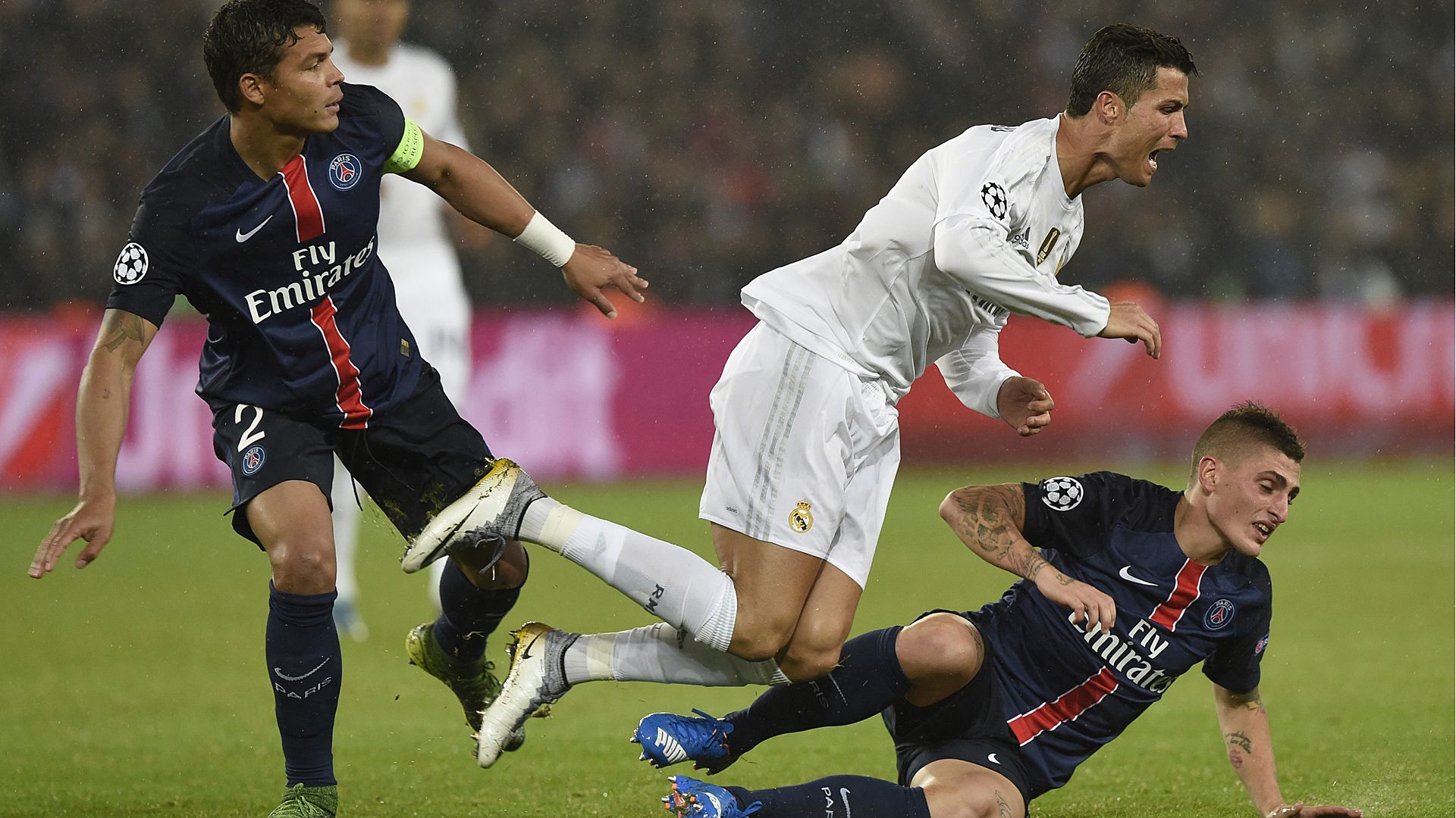 Cristiano Ronaldo Thiago Silva Marco Verratti Paaris St. Germain PSG Real Madrid Champions League German 21102015