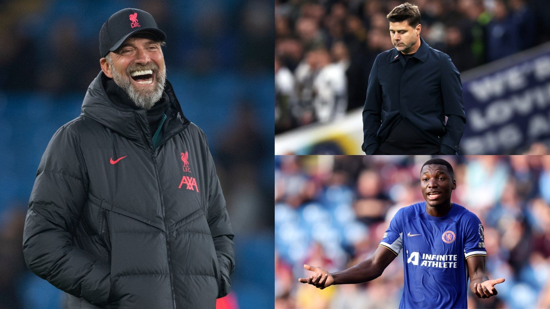 Jurgen Klopp, Mauricio Pochettino, and Moises Caicedo