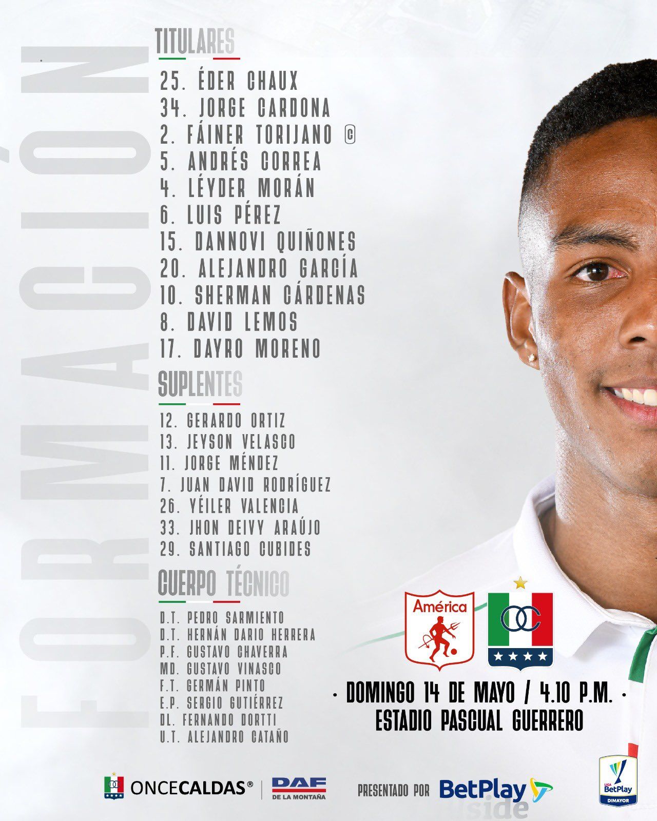 Nómina Once Caldas Fecha 19 Liga BetPlay 2023