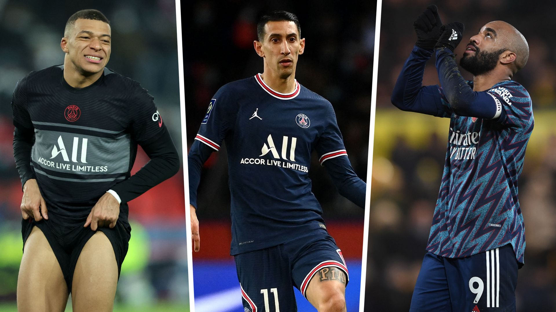 Kylian Mbappe Angel Di Maria Lacazette GFX