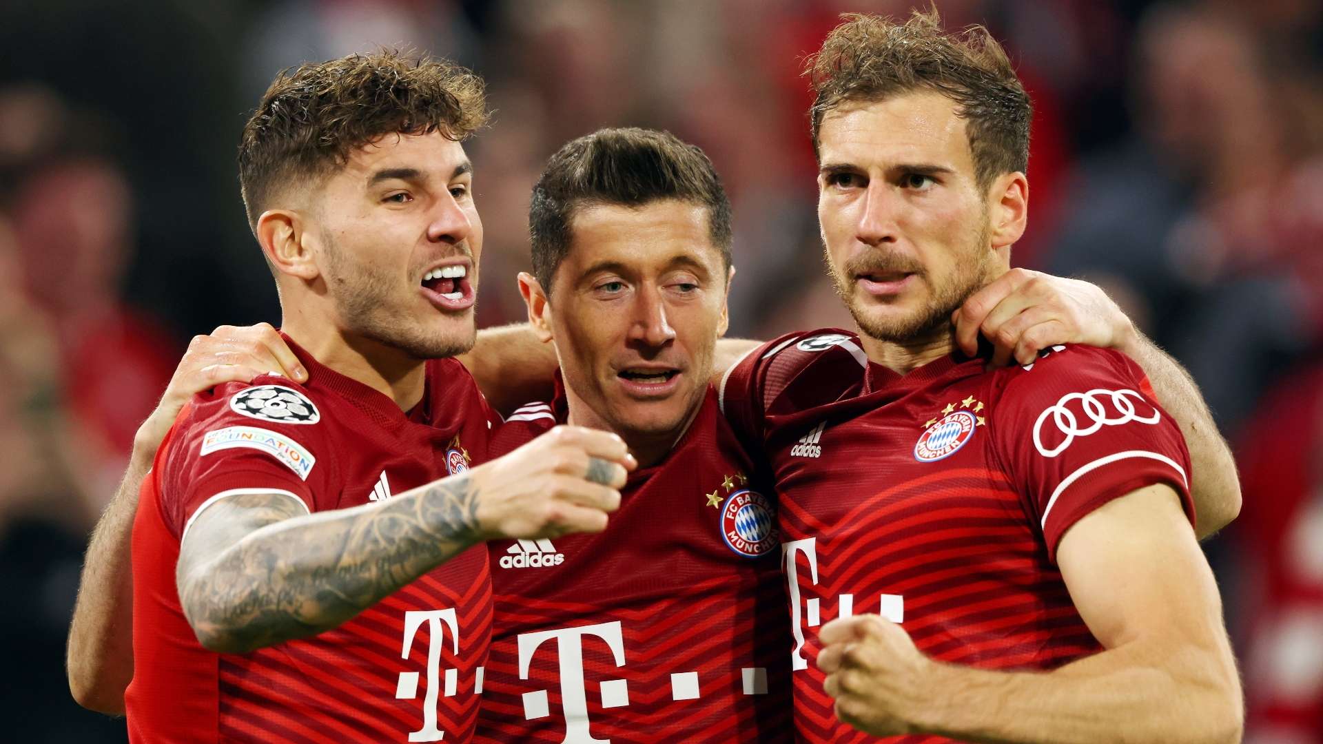 Theo Hernandez, Robert Lewandowski, Leon Goretzka, Bayern Munich UCL 2021-22