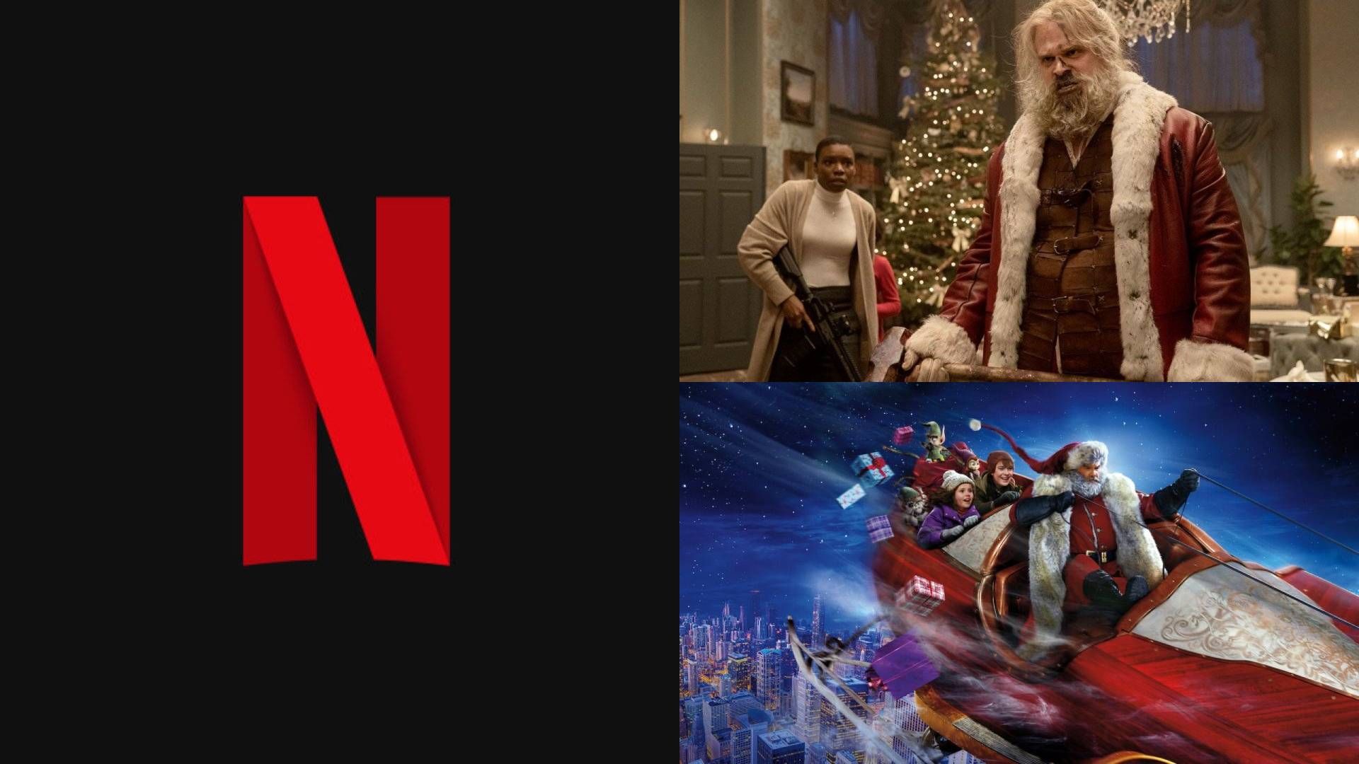 Netflix logo, Violent Night, and The Christmas Chronicles.