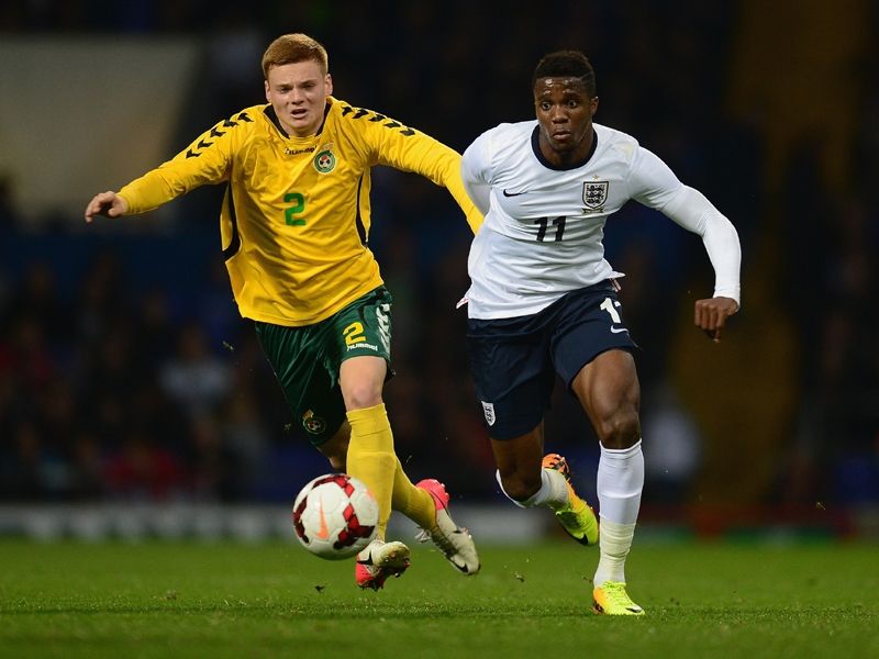 Wilfred Zaha Povilas Kiselevshis England U21 v Lithuania U21 15102013