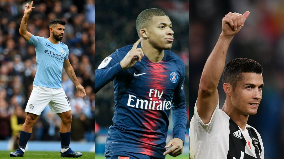 Collage Agüero Mbappe Ronaldo