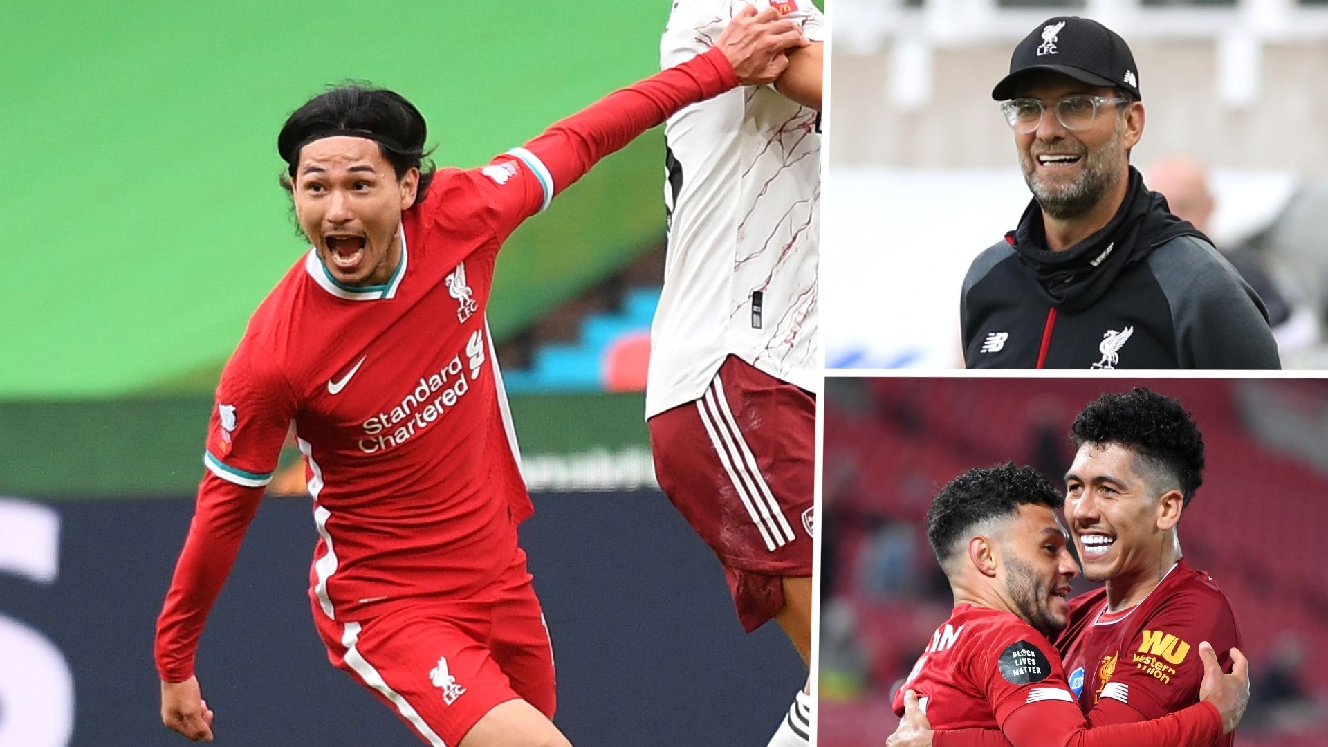 Takumi Minamino Jurgen Klopp Roberto Firmino Liverpool