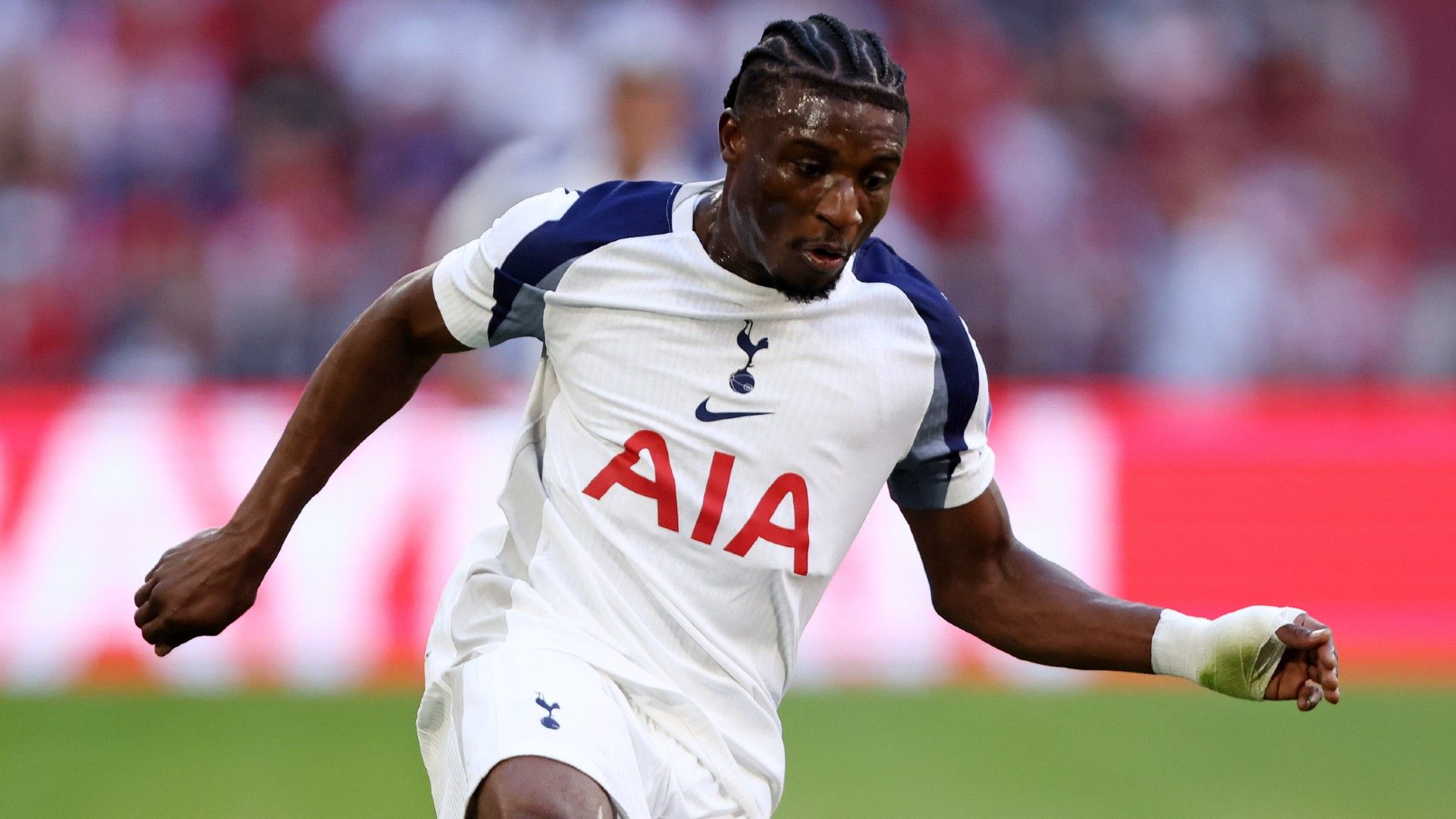 Mohammed Kudus of Tottenham Hotspur controls the ball 