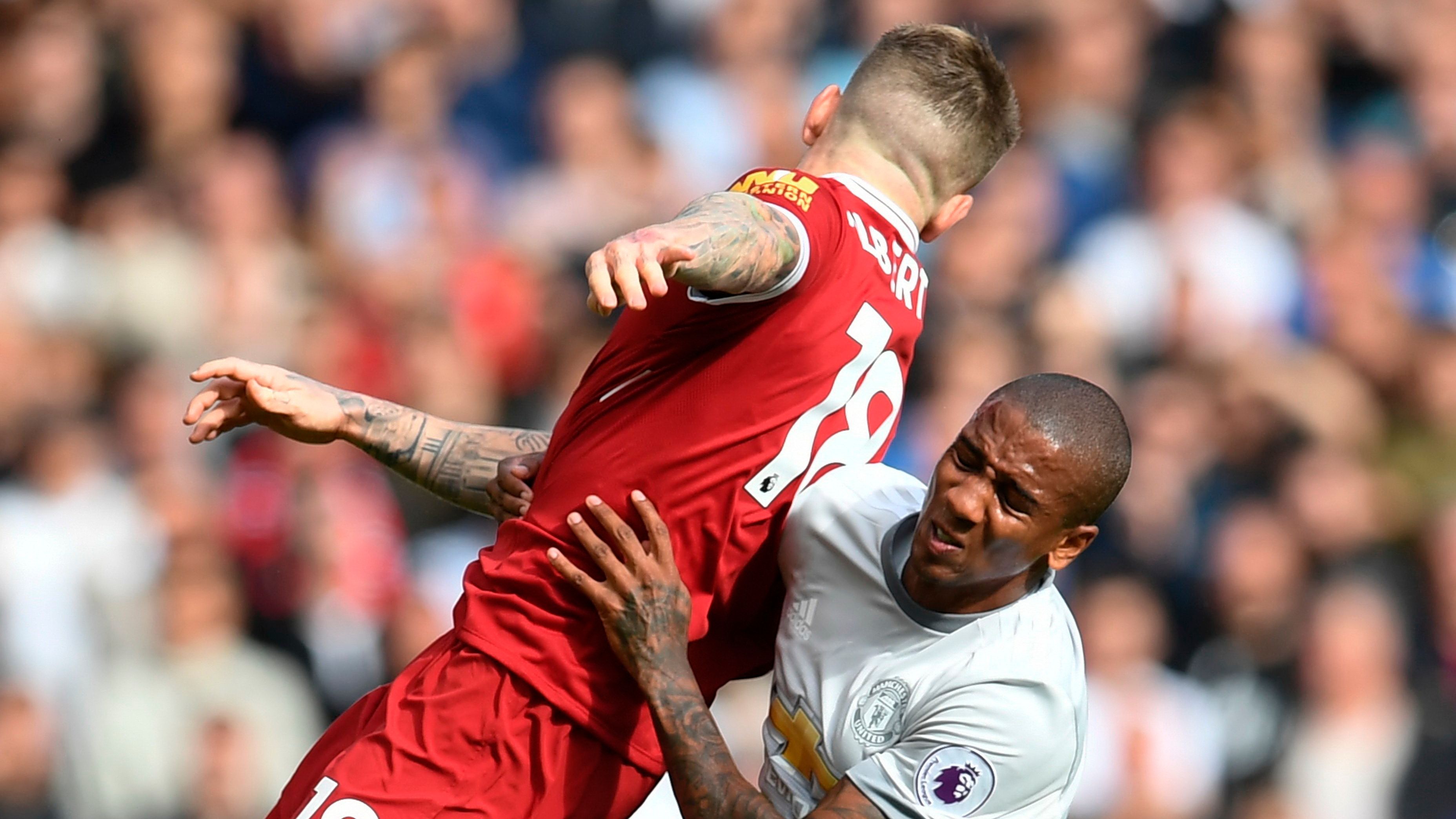 Alberto Moreno Ashley Young Liverpool Manchester United Premier League