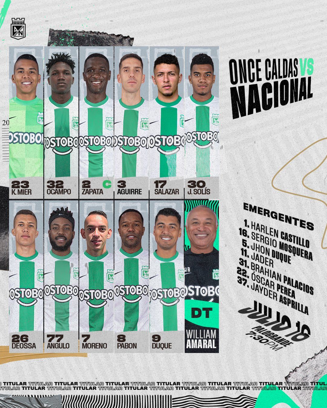 Nómina Atlético Nacional Fecha 1 Liga BetPlay 2023 II