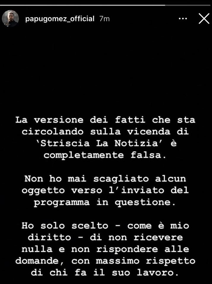 Papu Gomez IG story Tapiro