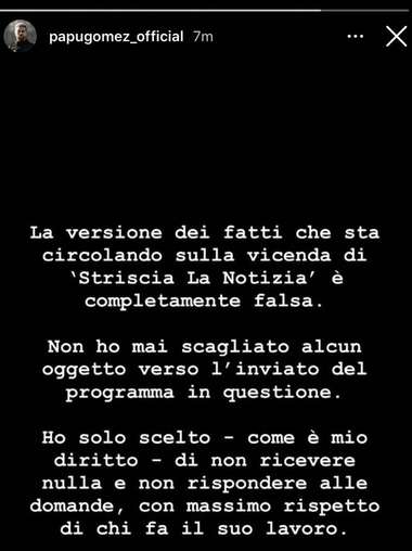Papu Gomez IG story Tapiro