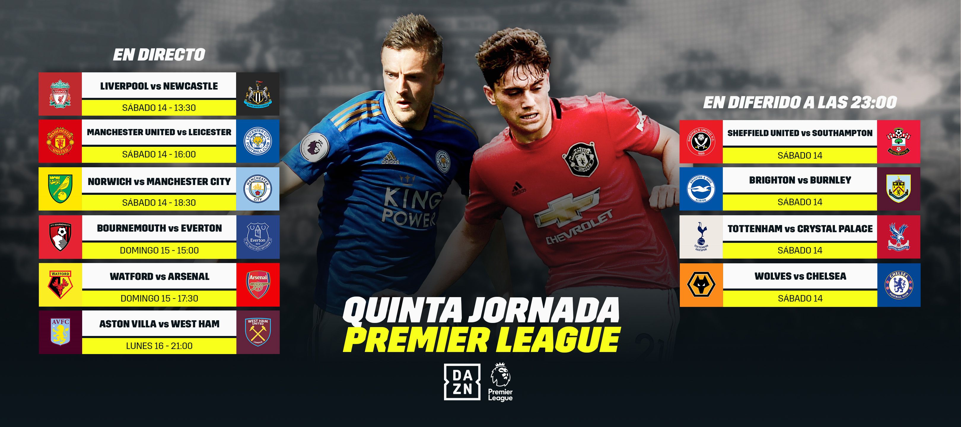 DAZN Horarios Premier League Jornada 5