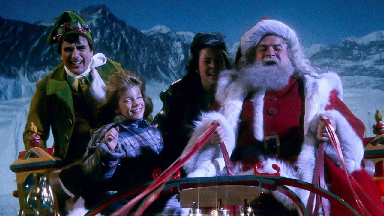 Dudley Moore alongside David Huddleston in Santa Claus The Movie (1985).
