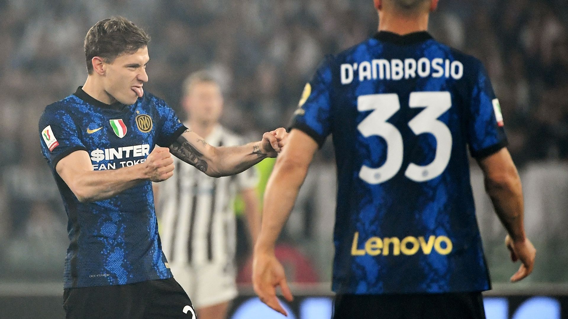 Barella Juventus celebrating Inter Coppa Italia