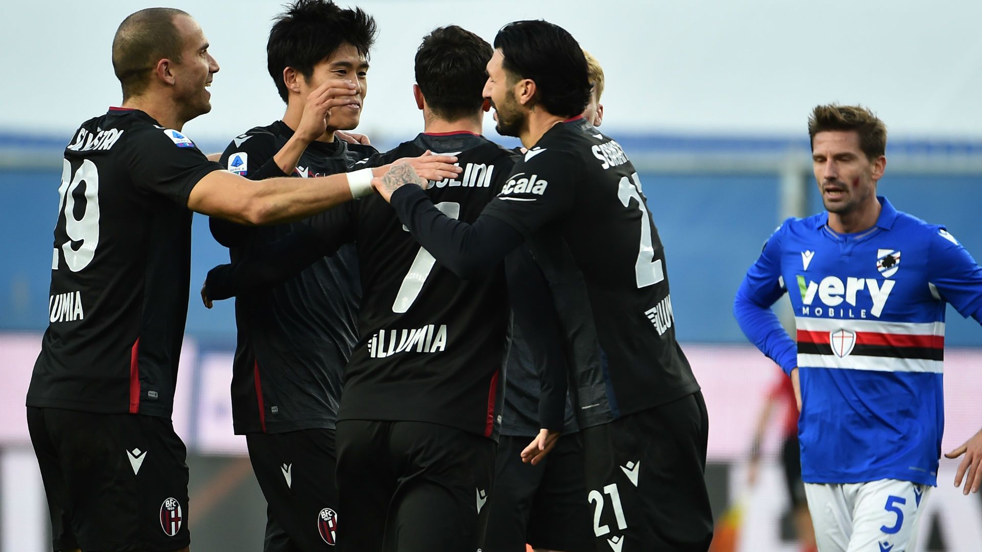 Bologna celebrating Sampdoria Serie A