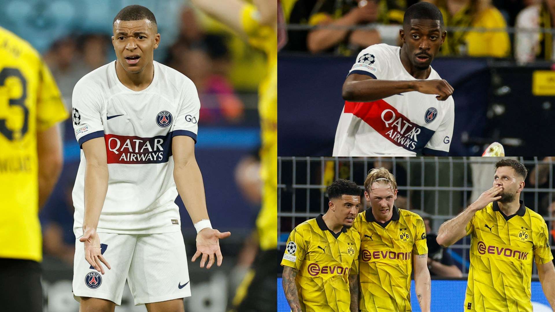 PSG player ratings vs Borussia Dortmund: Kylian Mbappe kept pretty quiet in  Champions League semi-final as Jadon Sancho gives Nuno Mendes nightmares  while Ousmane Dembele's disastrous finishing proves costly | Goal.com
