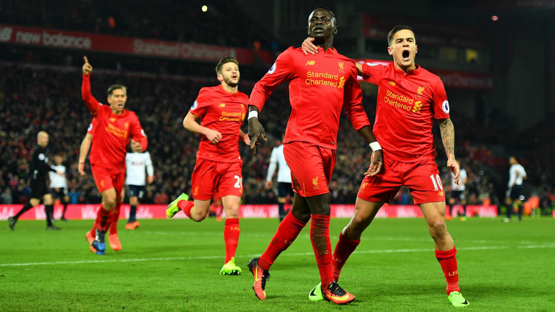 HD Sadio Mane Coutinho Lallana Firmino Liverpool celebrate