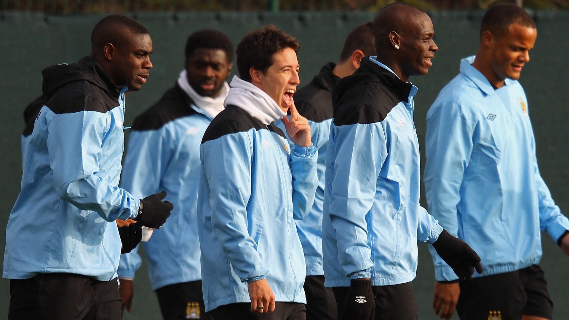 Mario Balotelli Vicent Kompany Micah Richards Samir Nasri Manchester City