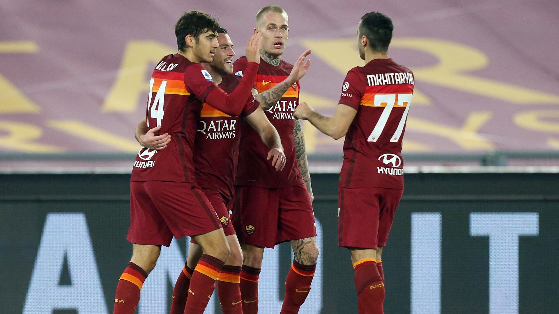 Roma celebrating - Serie A 2020/21