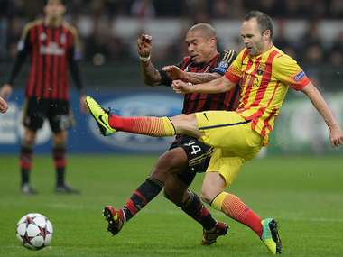 Andres Iniesta Barcelona AC Milan Champions League 10222013