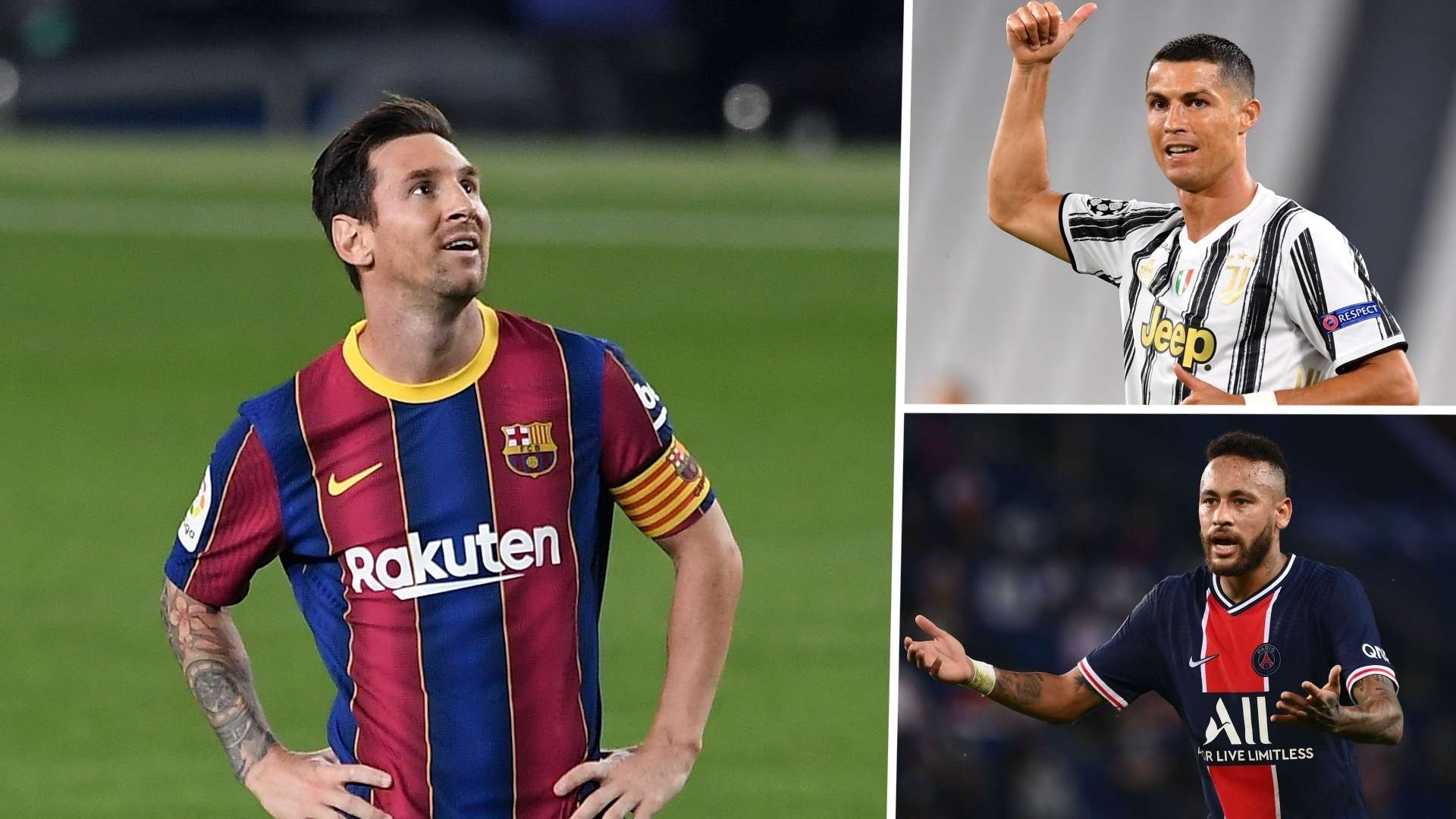 Lionel Messi Barcelona Cristiano Ronaldo Juventus Neymar PSG 202021