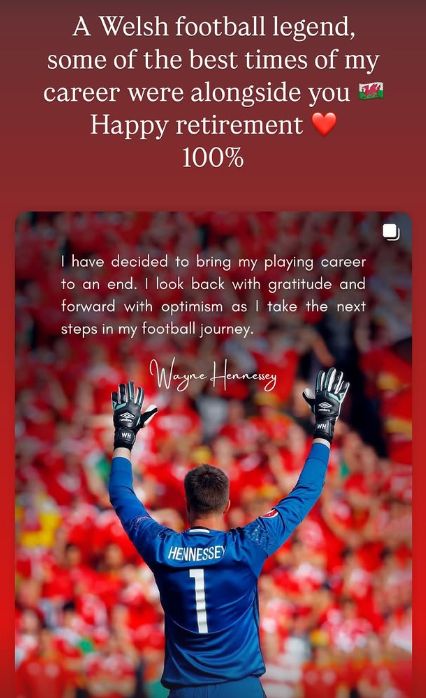 Gareth Bale Wayne Hennessey retirement message