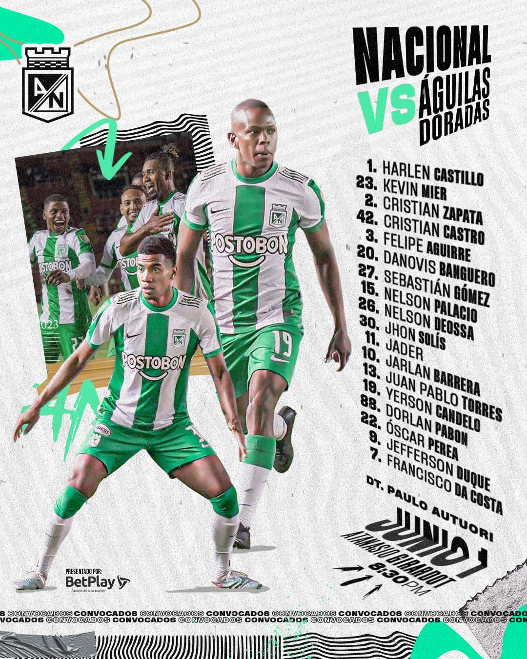 Convocados Atlético Nacional Fecha 23 Liga BetPlay 2023