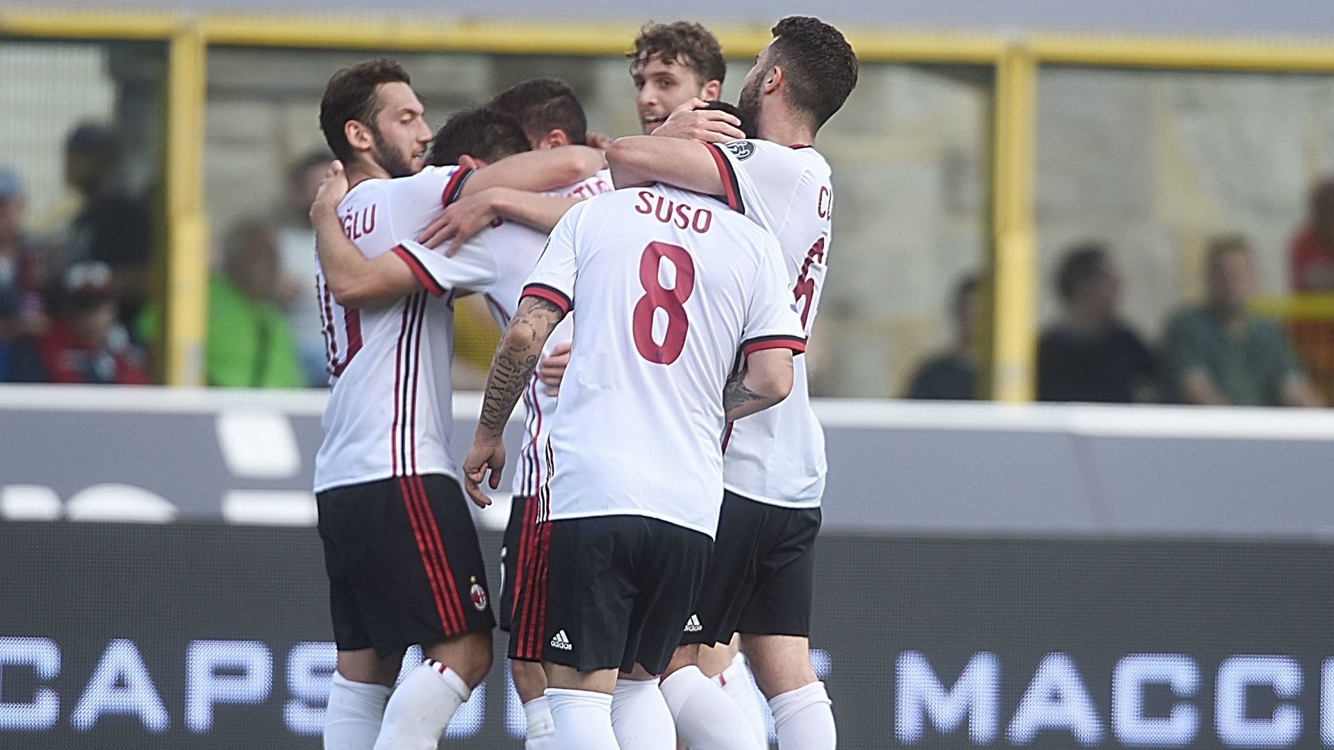 Milan celebrating Bologna Milan Serie A