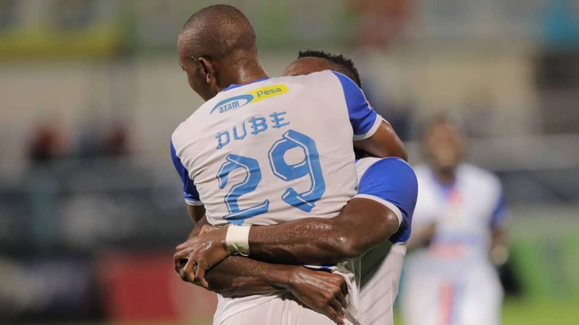 Azam FC striker Prince Dube scores.