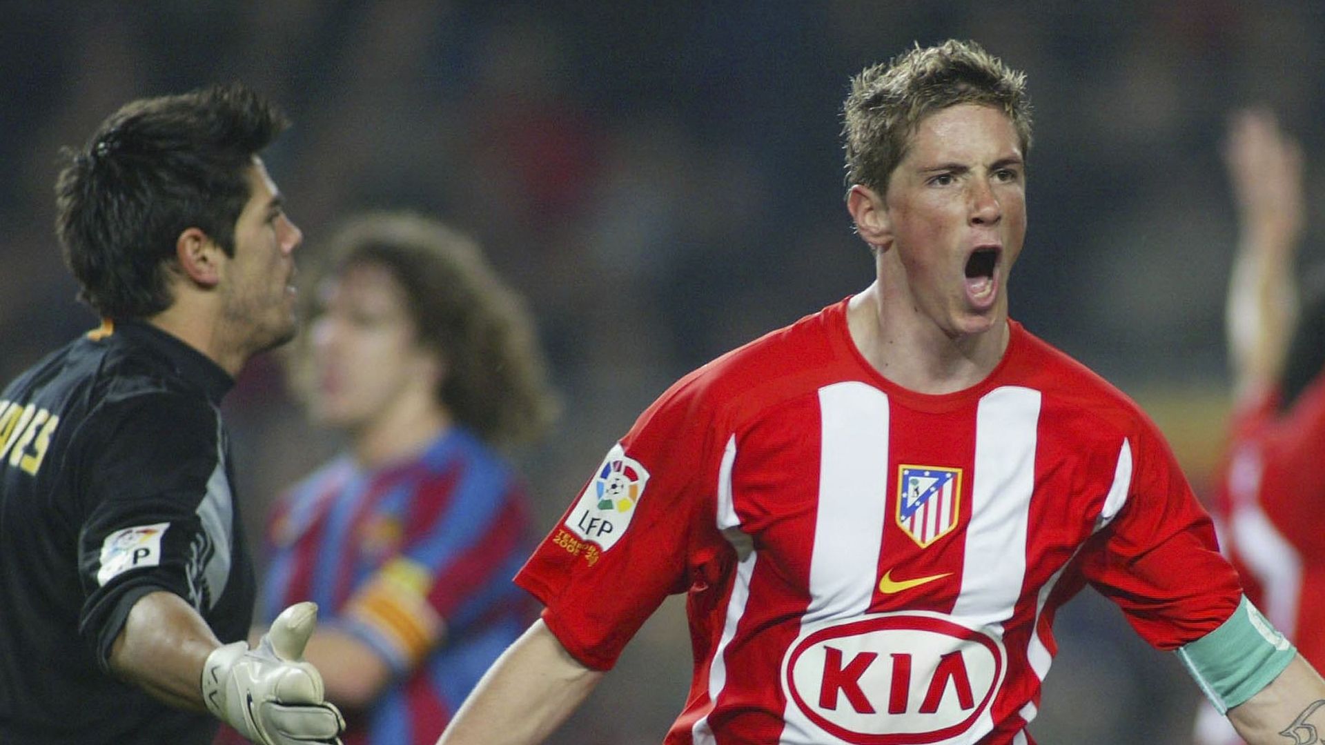 Valdés, Puyol y Torres en un Barcelona vs. Atlético de Madrid de 2006