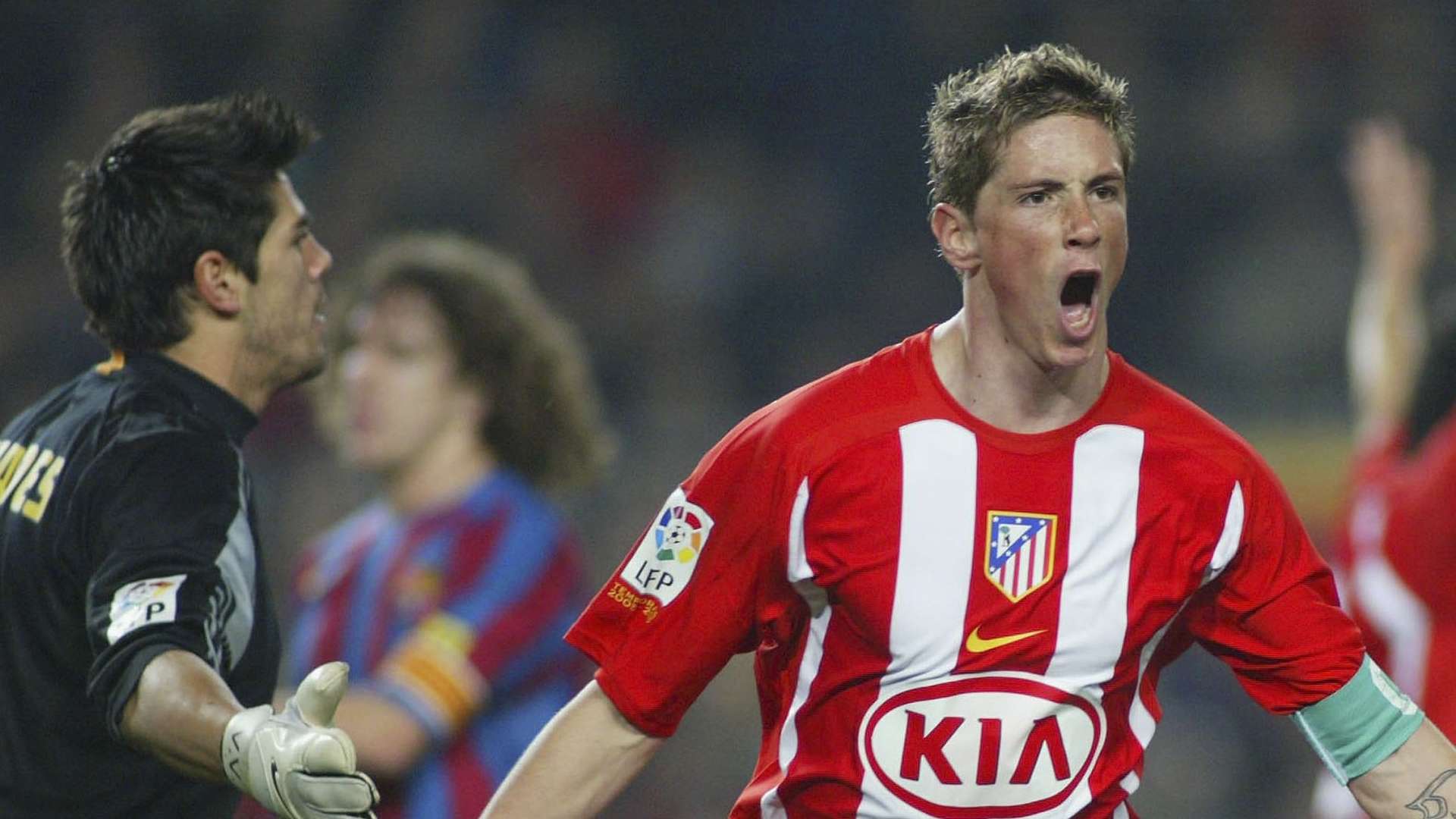 Valdés, Puyol y Torres en un Barcelona vs. Atlético de Madrid de 2006