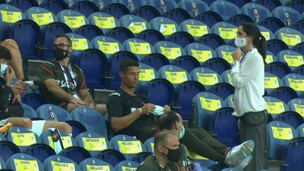 captura Cristiano Ronaldo barbijo Portugal Croacia Nations League 05092020