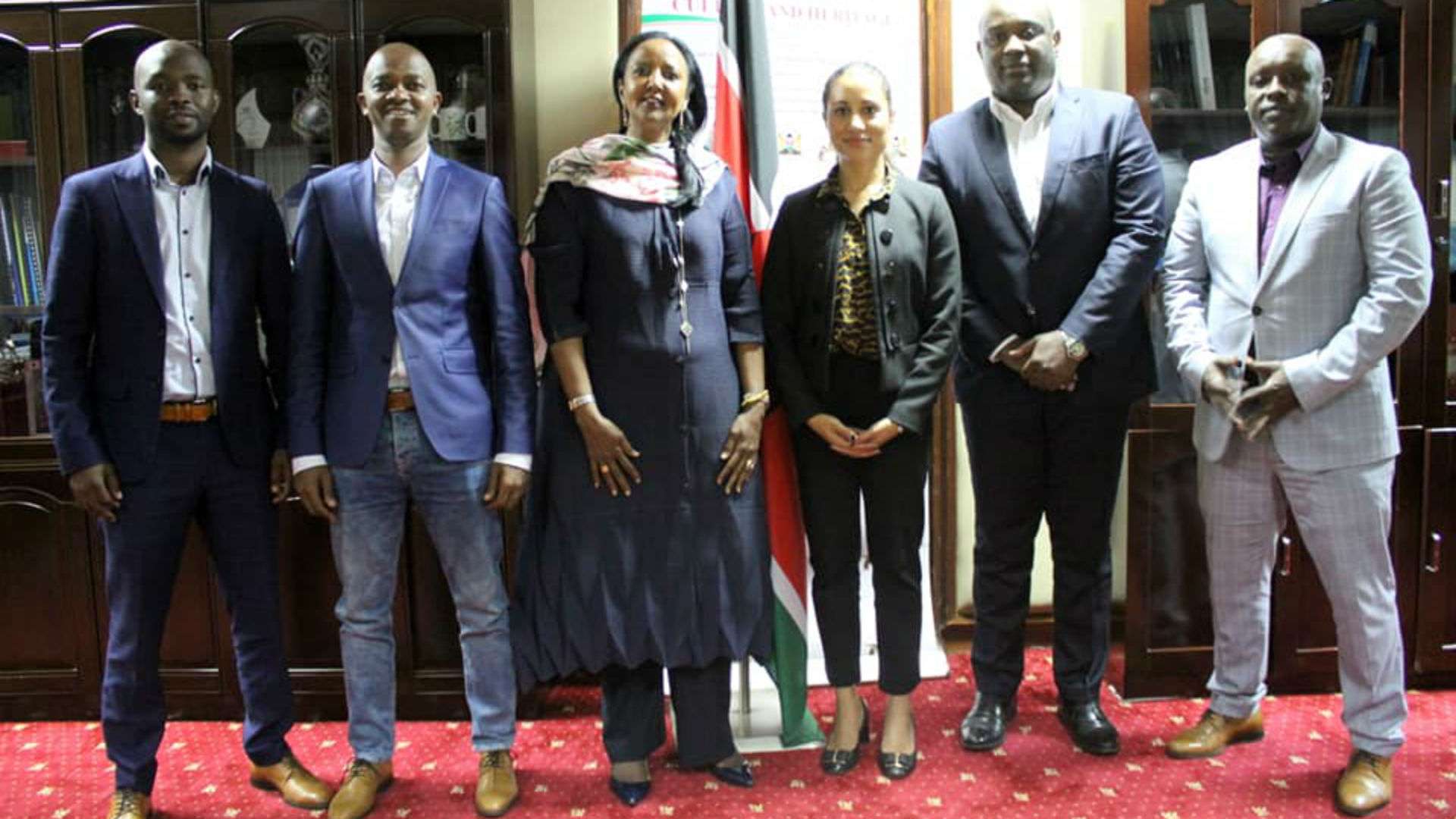 Fifa official Sarah Solemale FKF President NICK Mwendwa Barry Otieno and Amina Mohammed.