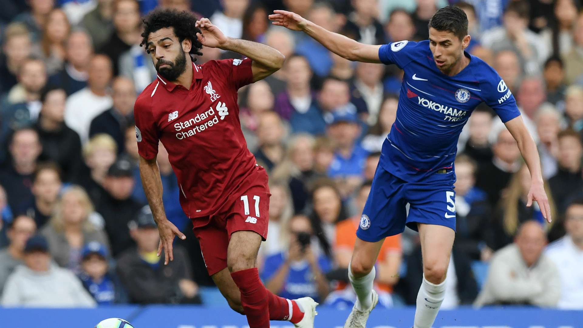 Mohamed Salah Jorginho Chelsea Liverpool 29092018