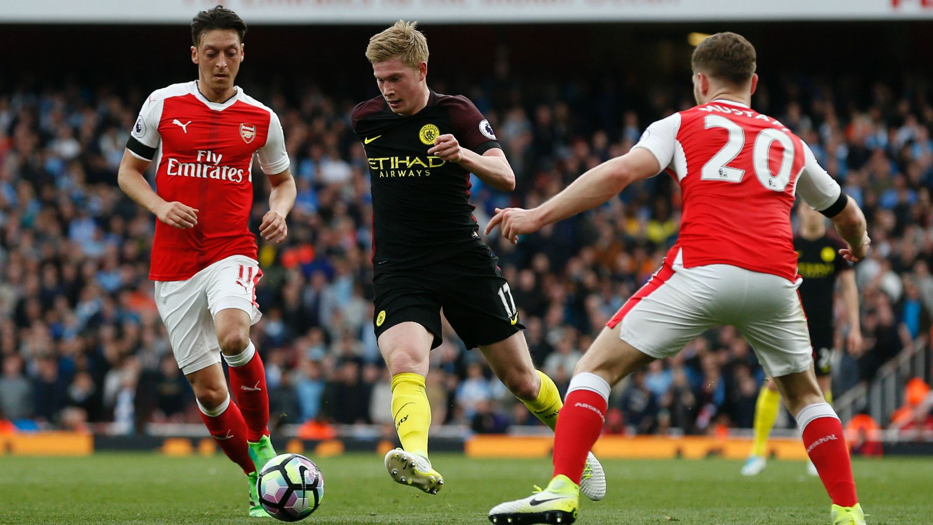 Kevin De Bruyne Mesut Ozil Shkodran Mustafi Arsenal Manchester City Premier League 02042017