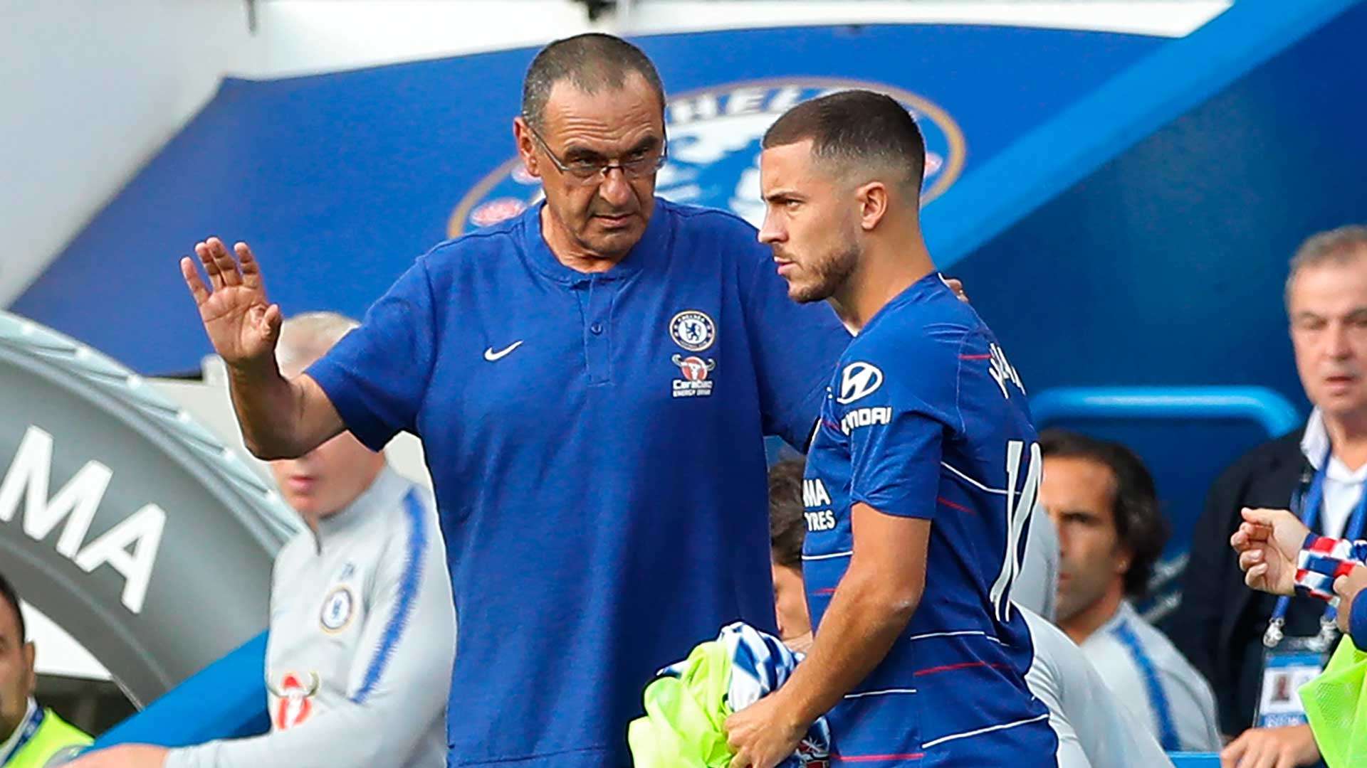 Maurizio Sarri and Eden Hazard Chelsea